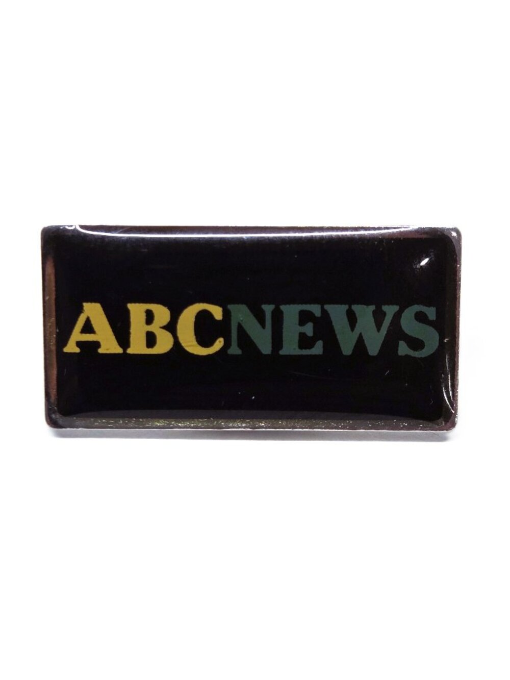 Vintage ABC News Lapel PIn Broadcasting Media Silver Tone Metal Clear Dome